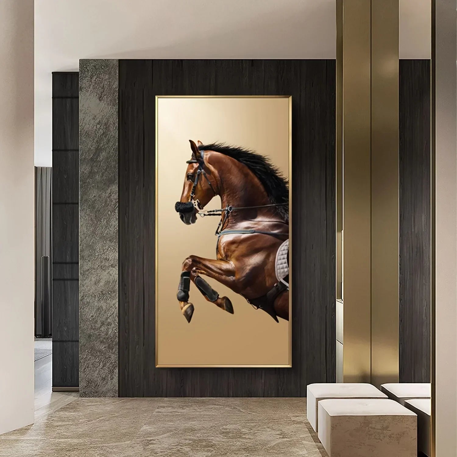 Wall Painting - Modern Horse Black Large