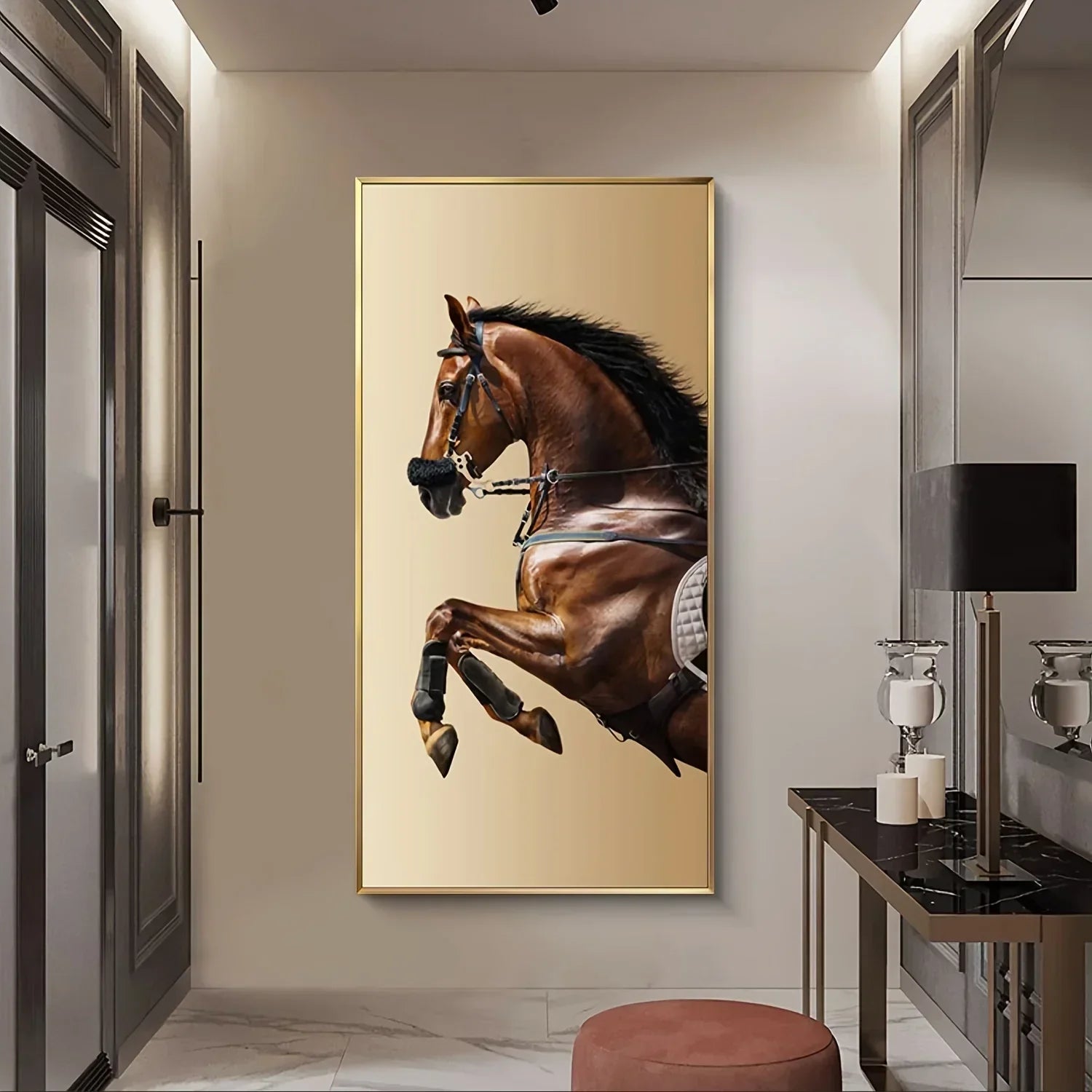 Wall Painting - Modern Horse Black Large