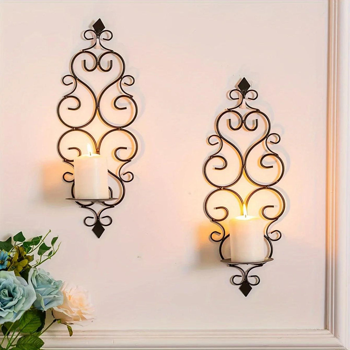 Wall Sconce - Hanging Metal Black Set