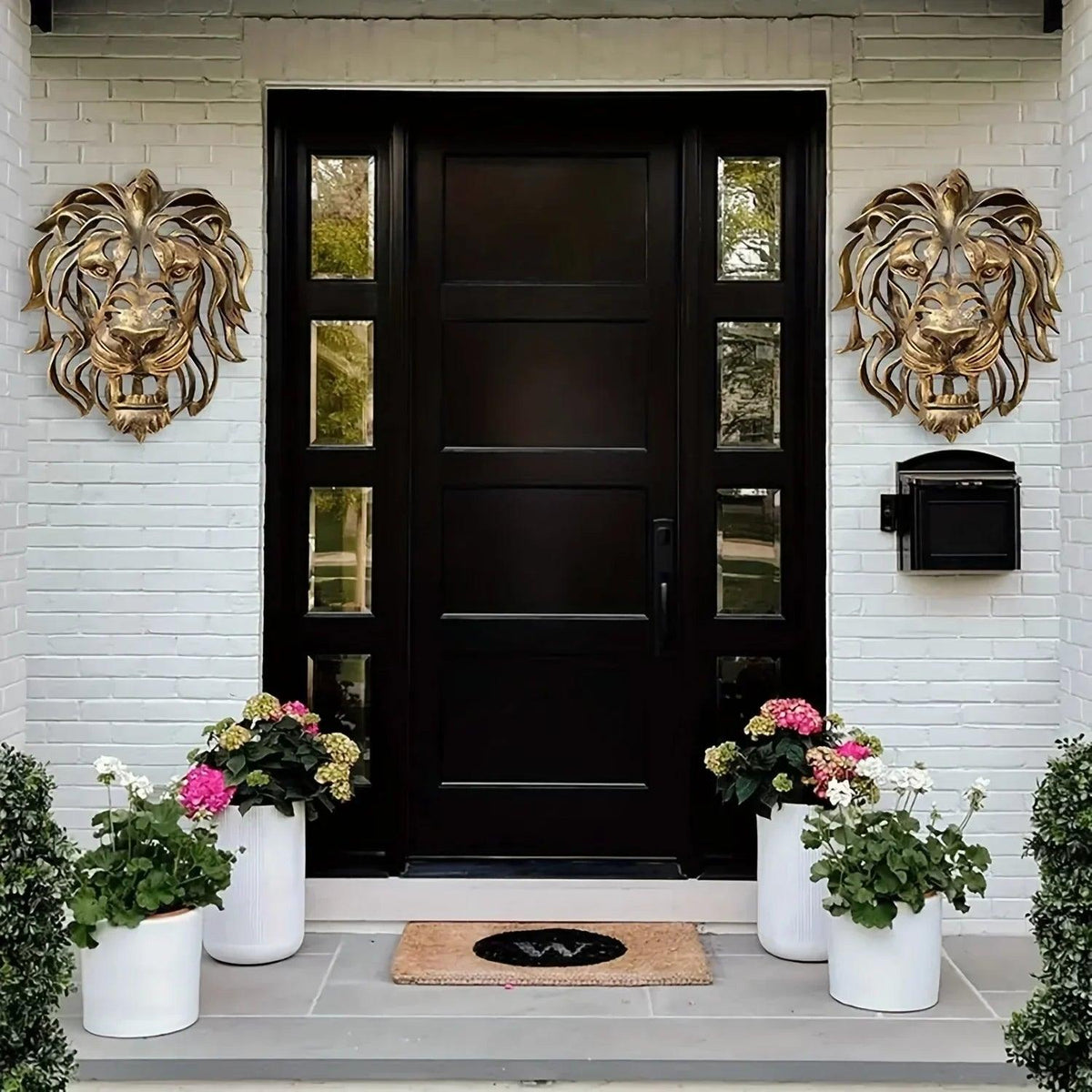 Wall Sculpture - Hollow Metal Lion Head