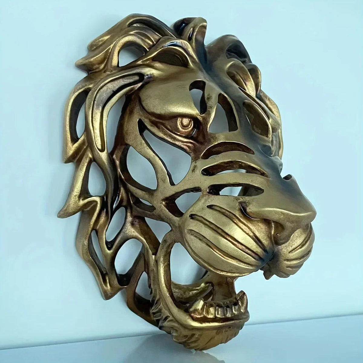 Wall Sculpture - Hollow Metal Lion Head