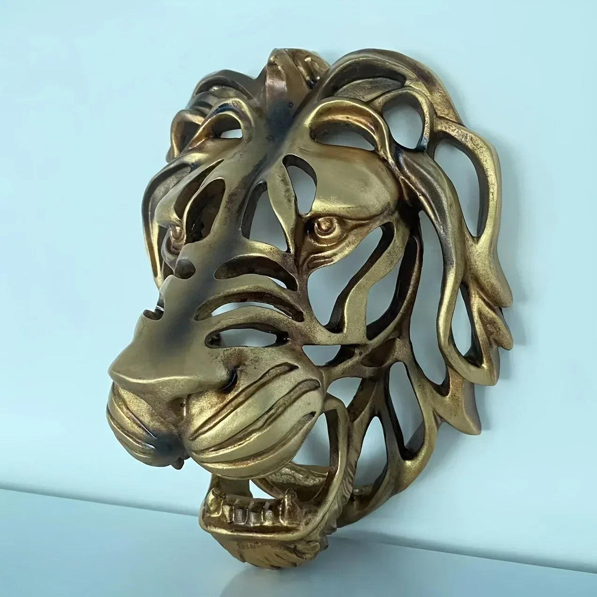 Wall Sculpture - Hollow Metal Lion Head