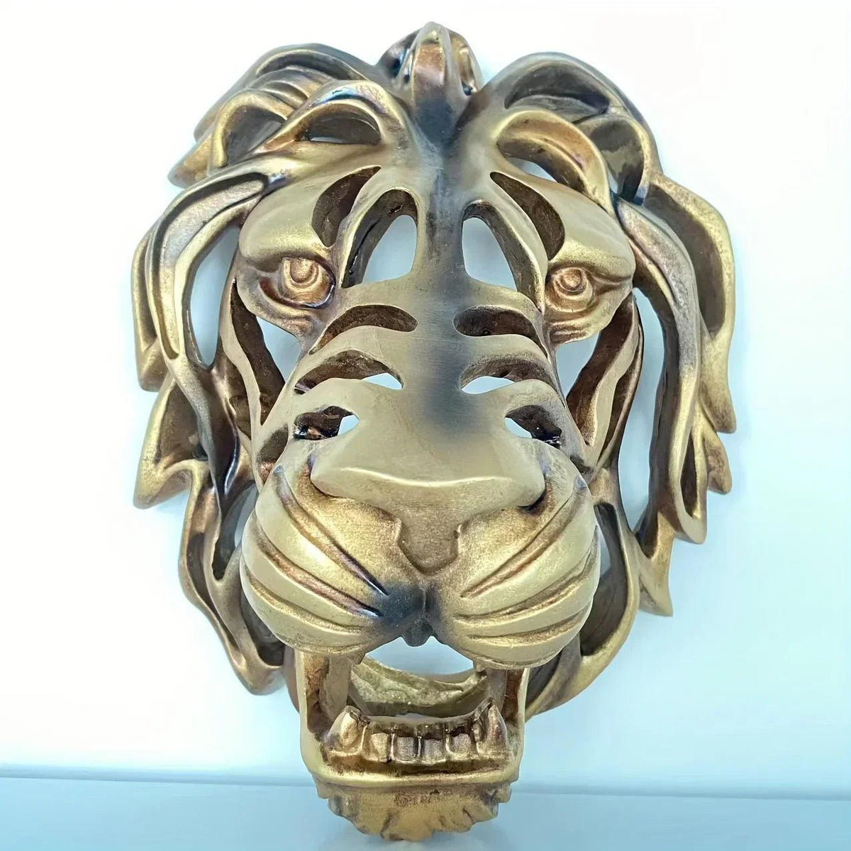 Wall Sculpture - Hollow Metal Lion Head