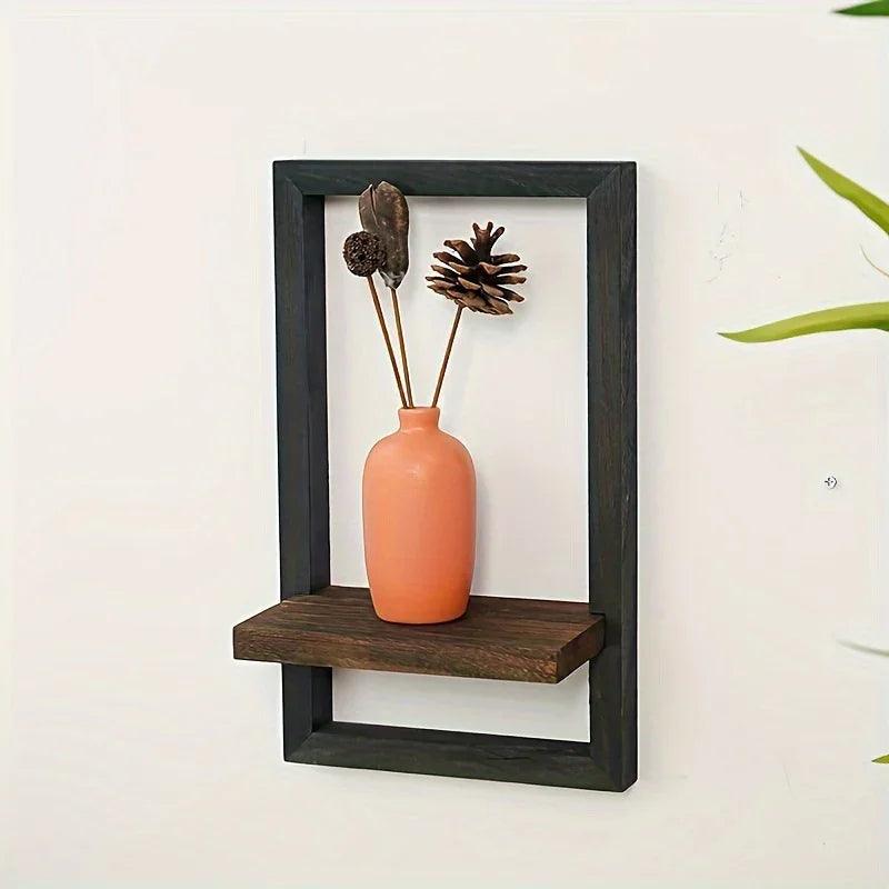 Wall Shelf - Reclaimed Wood Black Brown Set