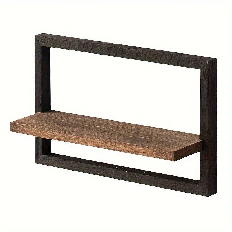 Wall Shelf - Reclaimed Wood Black Brown Set