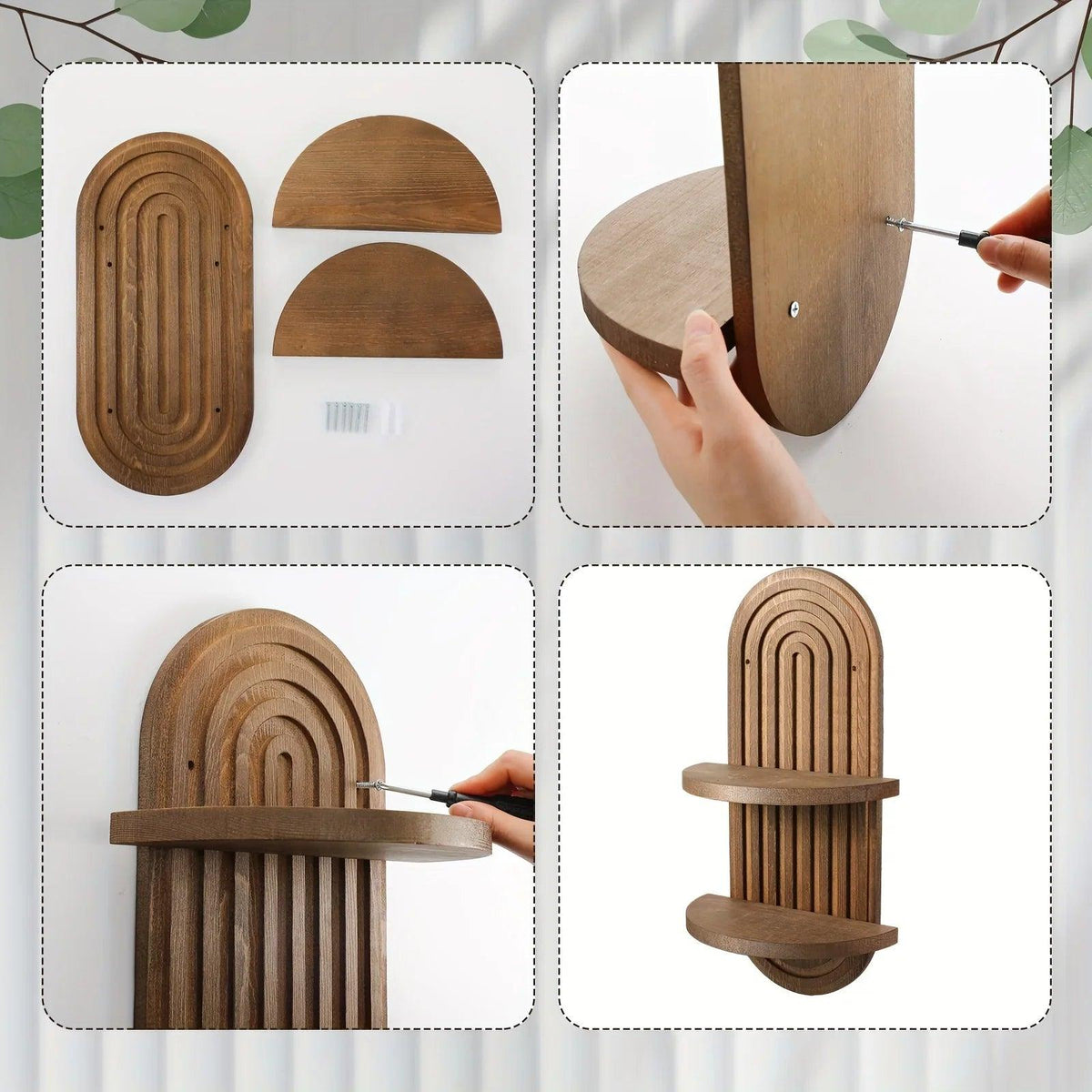 Wall Shelves - 2 Layer Wooden Brown