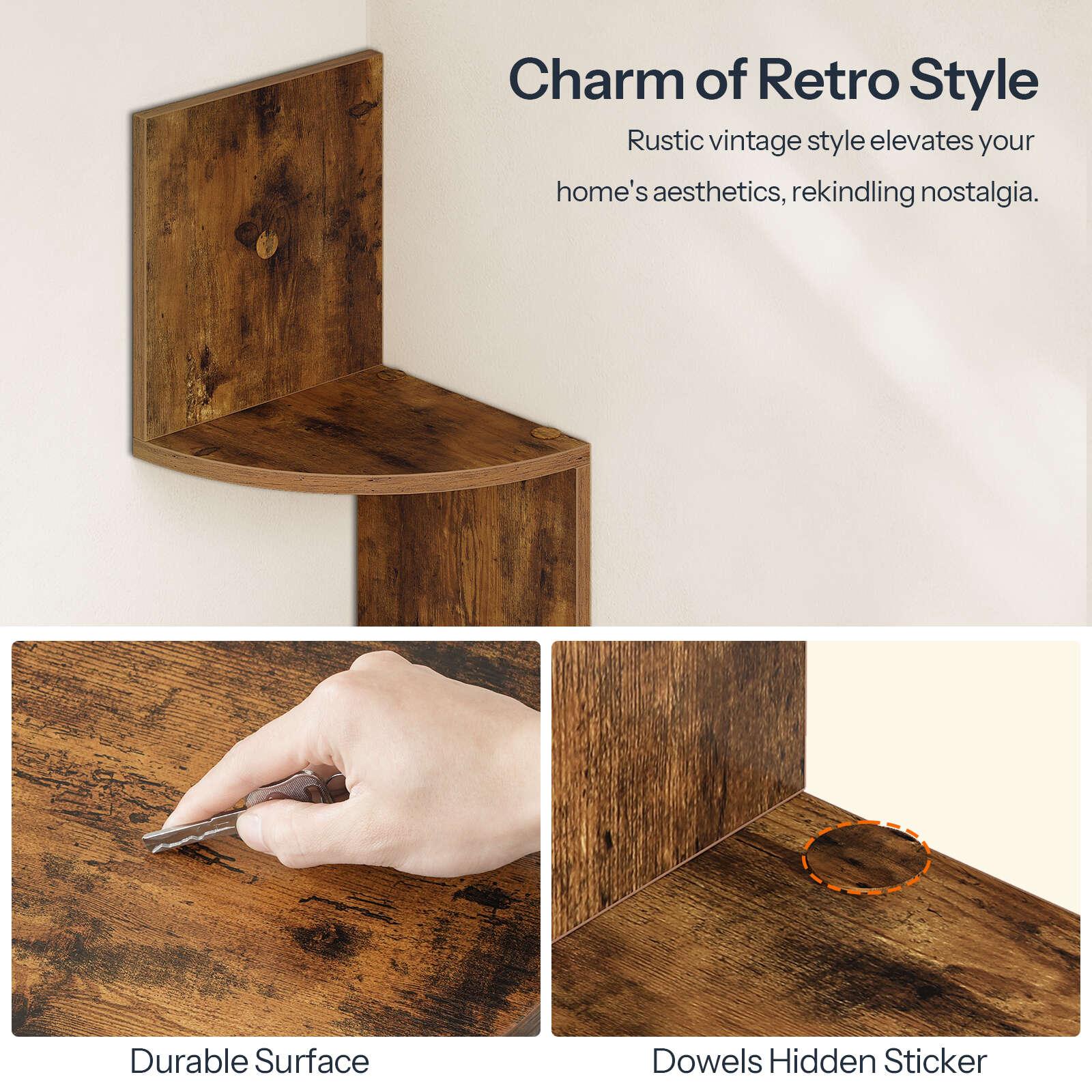 Wall Shelves - 5-Tier Brown Corner