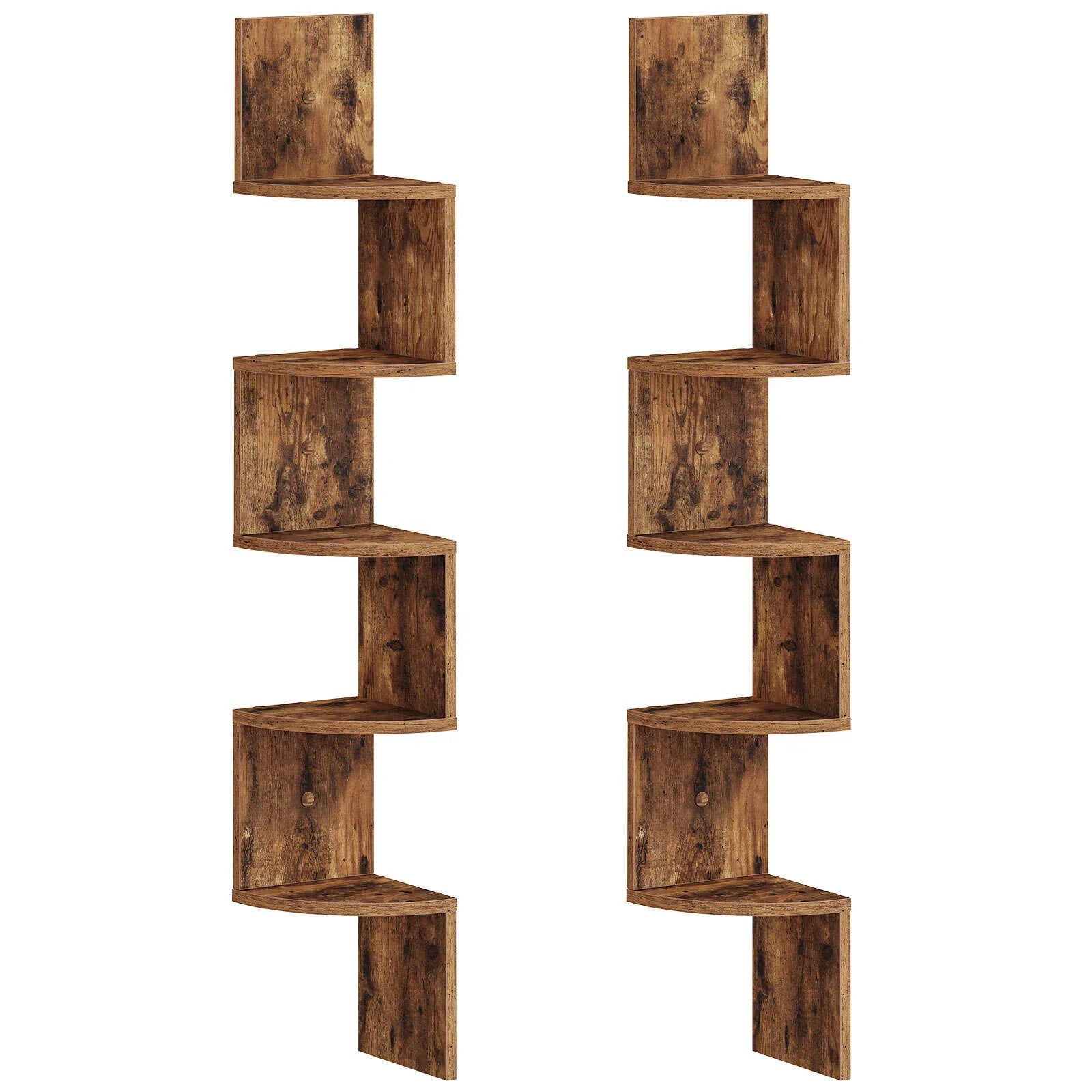 Wall Shelves - 5-Tier Brown Corner