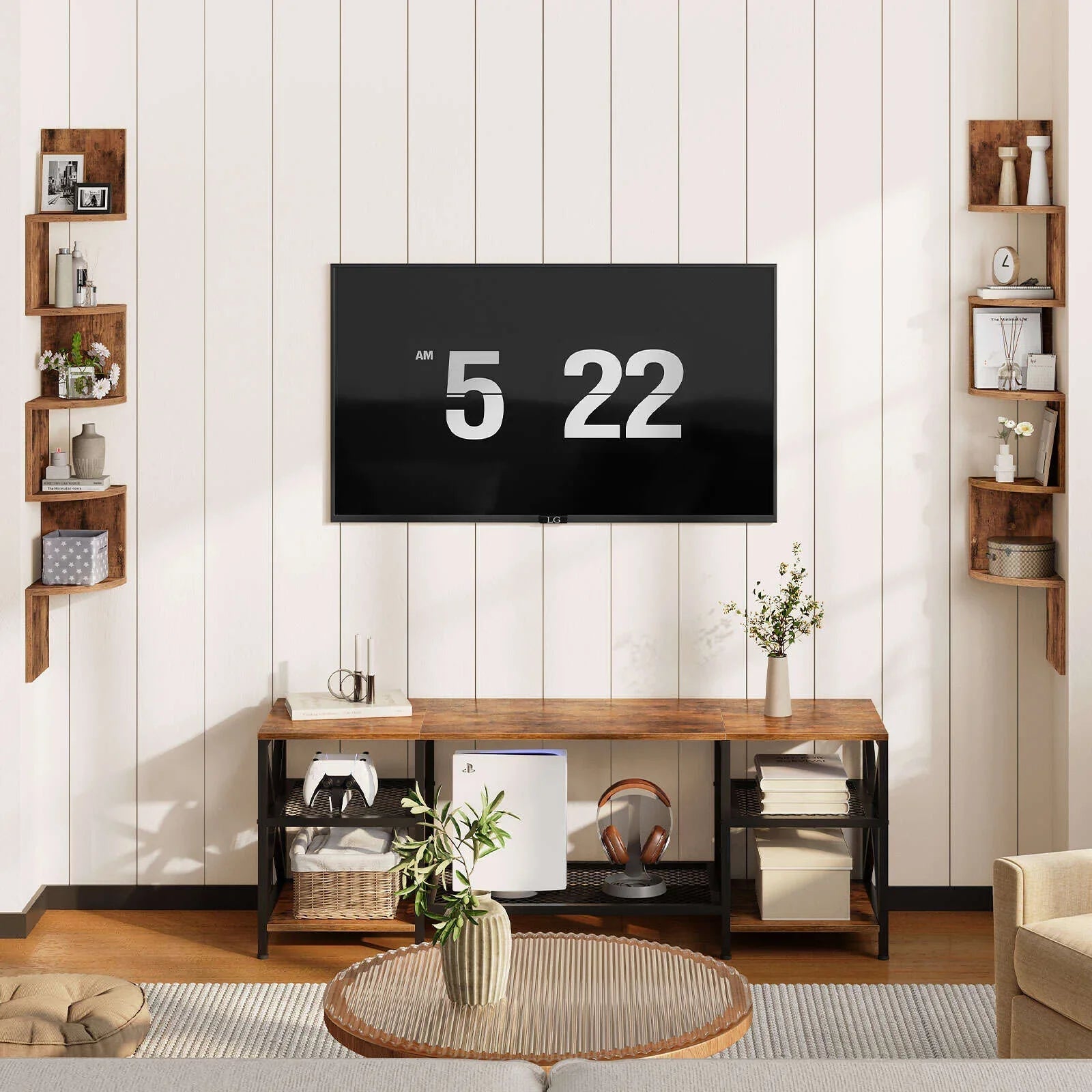 Wall Shelves - 5-Tier Brown Corner