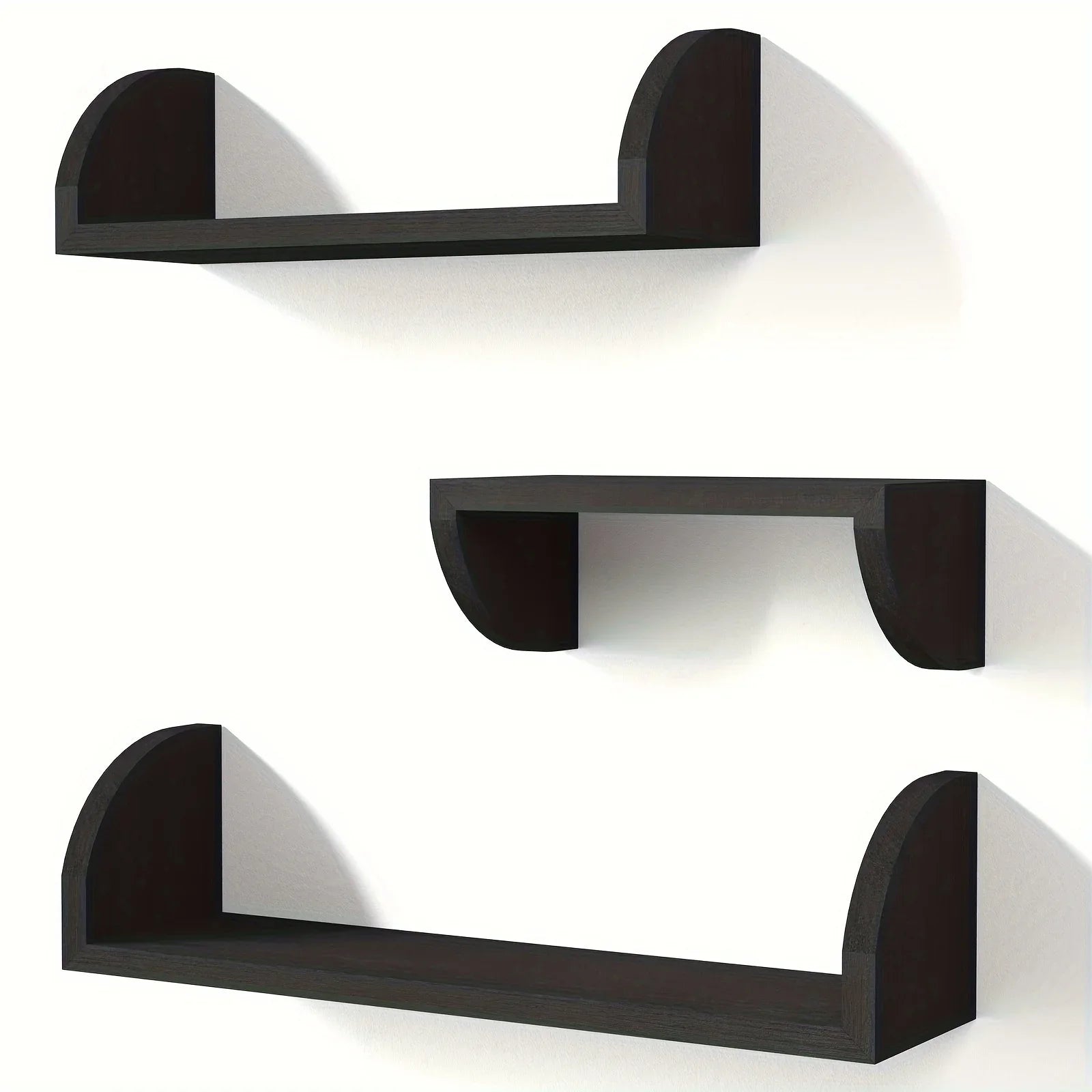 Wall Shelves - Floating Wood Black Set