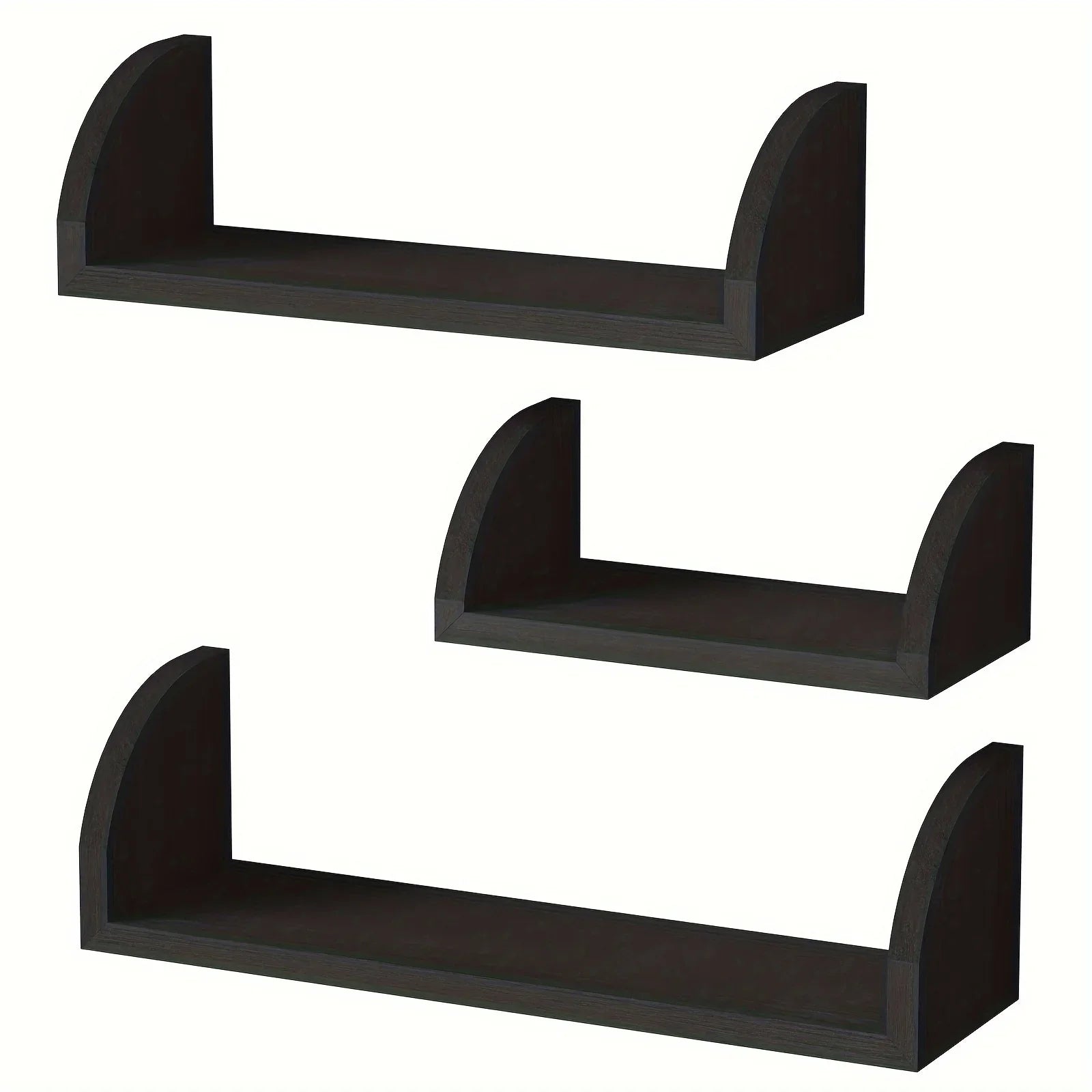 Wall Shelves - Floating Wood Black Set