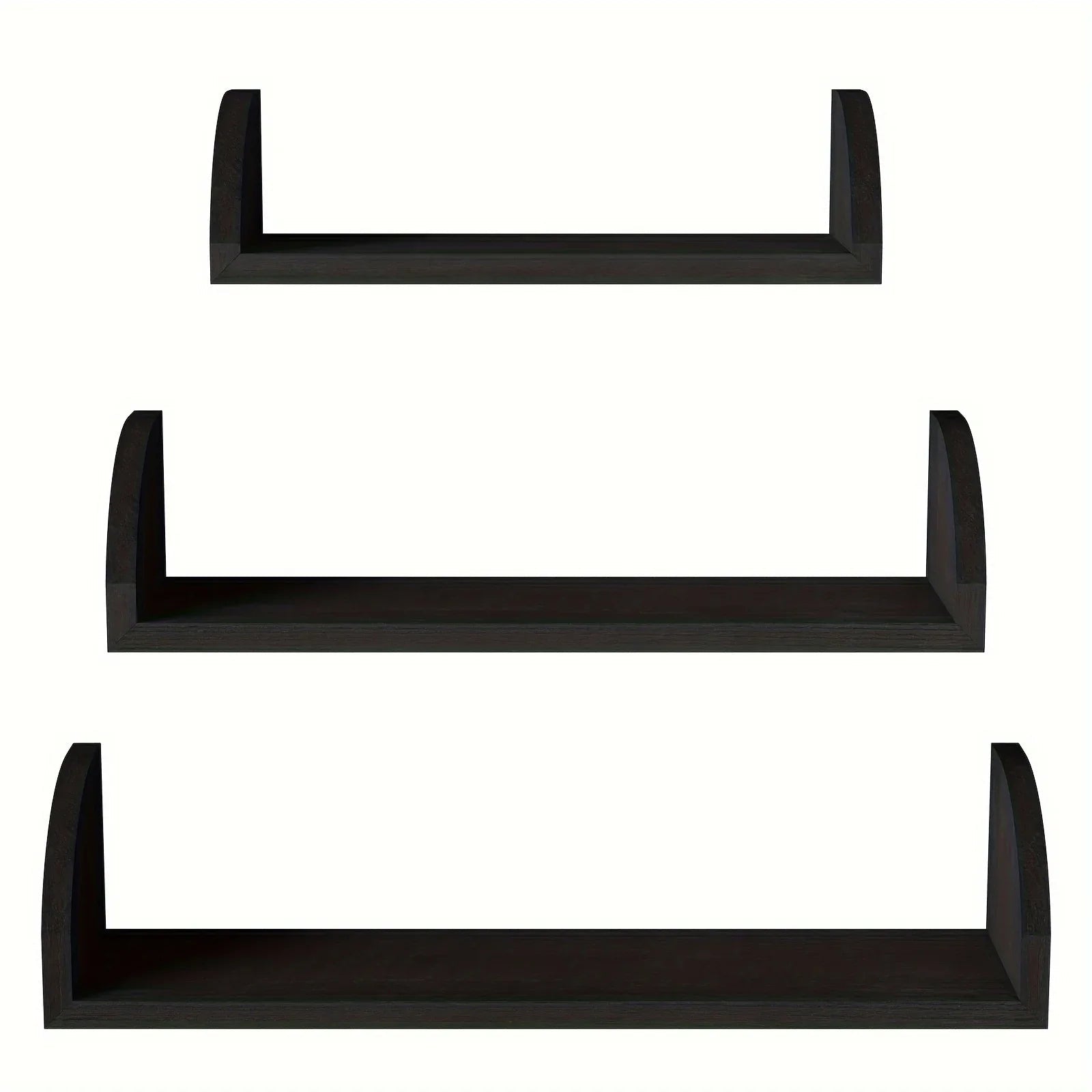 Wall Shelves - Floating Wood Black Set