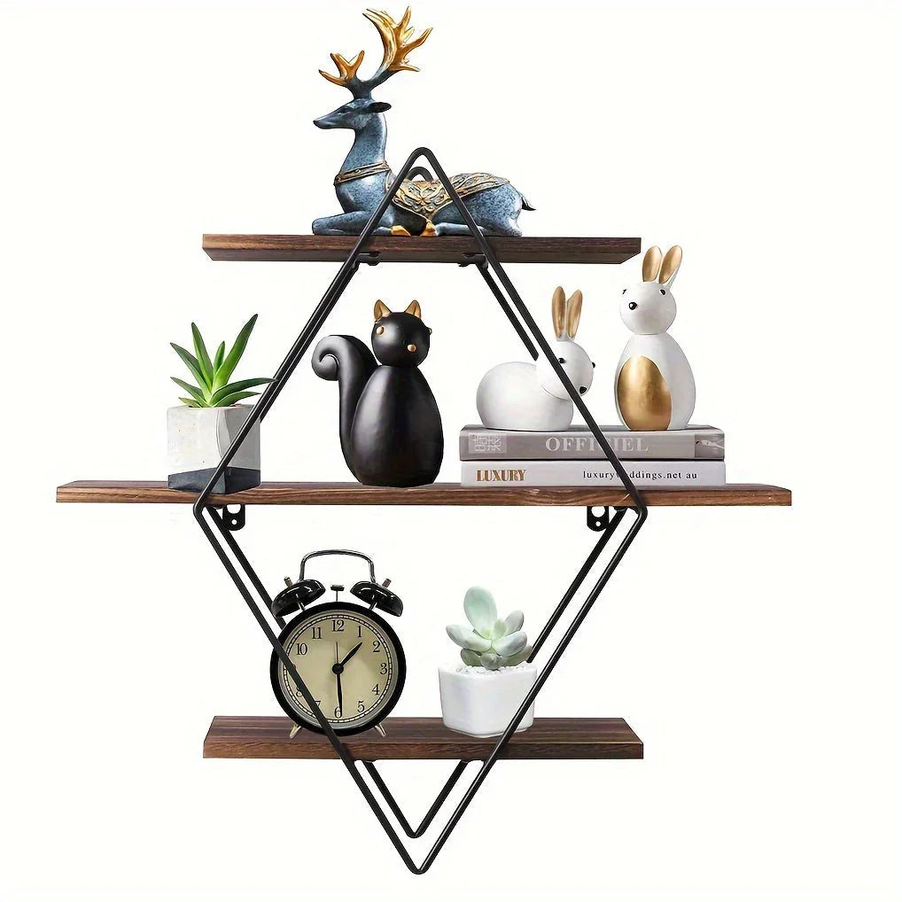 Wall Shelves - Geometric Wooden Multi-Layer
