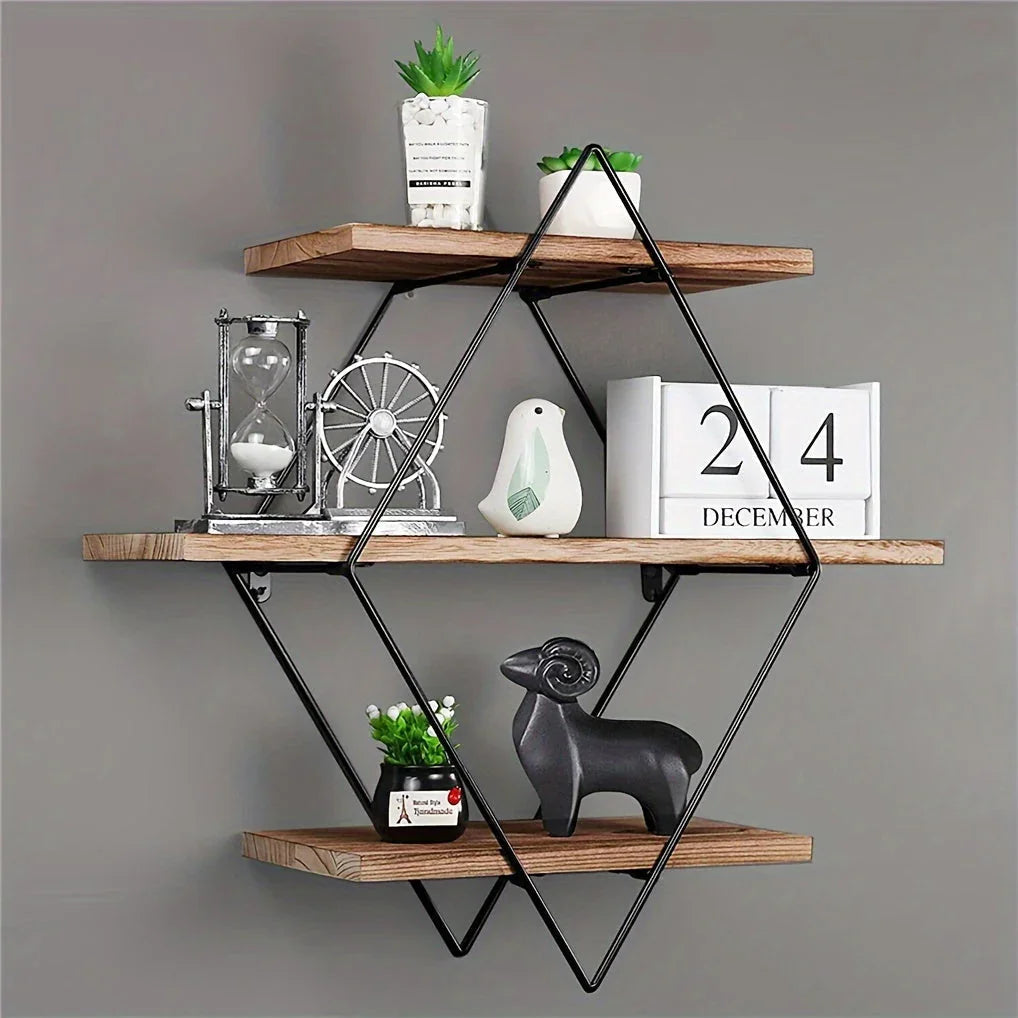 Wall Shelves - Geometric Wooden Multi-Layer