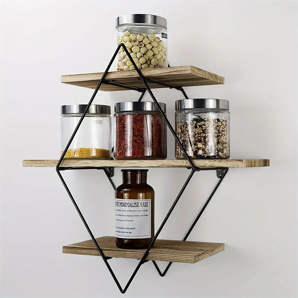 Wall Shelves - Geometric Wooden Multi-Layer