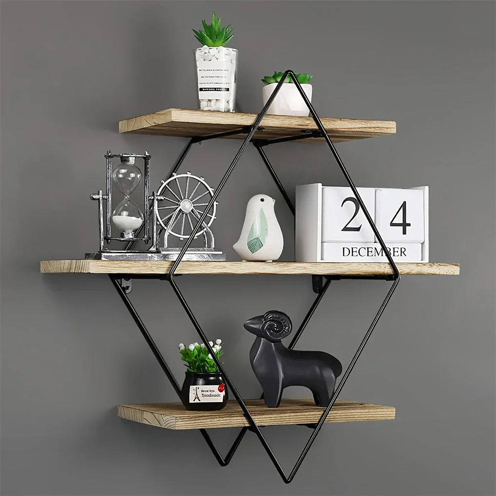 Wall Shelves - Geometric Wooden Multi-Layer