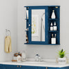 Wall-Mounted Bathroom Mirror Cabinet with Storage Shelves-Blue
