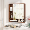 Wall Mounted  Bathroom Cabinet with Mirror Single Door-Walnut