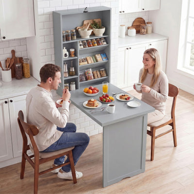 Wall-Mounted Fold-Out Convertible Floating Desk Space Saver-Gray