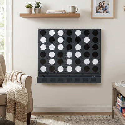 Wall-mounted Jumbo 4-in-a-Row Game with Acrylic Discs-Black