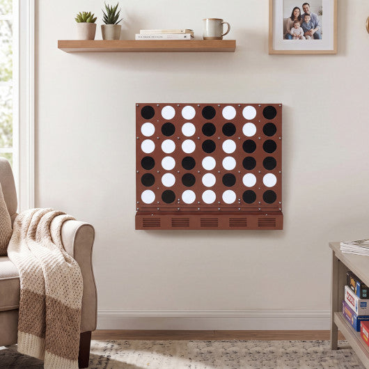 Wall-mounted Metal Connect-4 Game with Acrylic Discs-Walnut