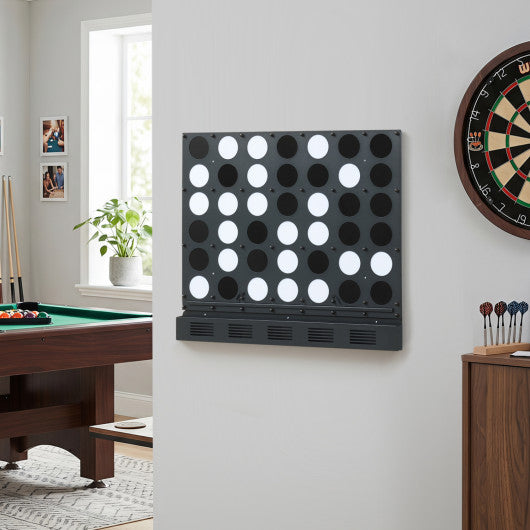 Wall-mounted Metal Connect-4 Game with Acrylic Discs-Black
