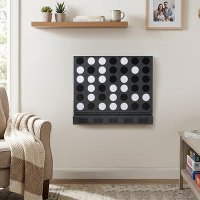 Wall-mounted Metal Connect-4 Game with Acrylic Discs-Black