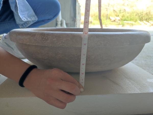 Walnut Travertine Natural Stone Vessel Sink Honed and Filled  (W)17