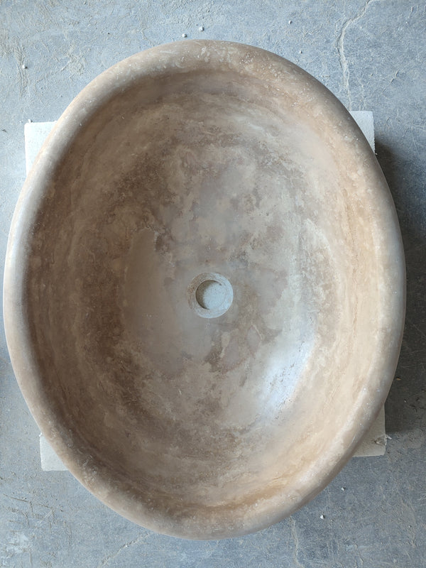 Walnut Travertine Natural Stone Vessel Sink Honed and Filled  (W)17