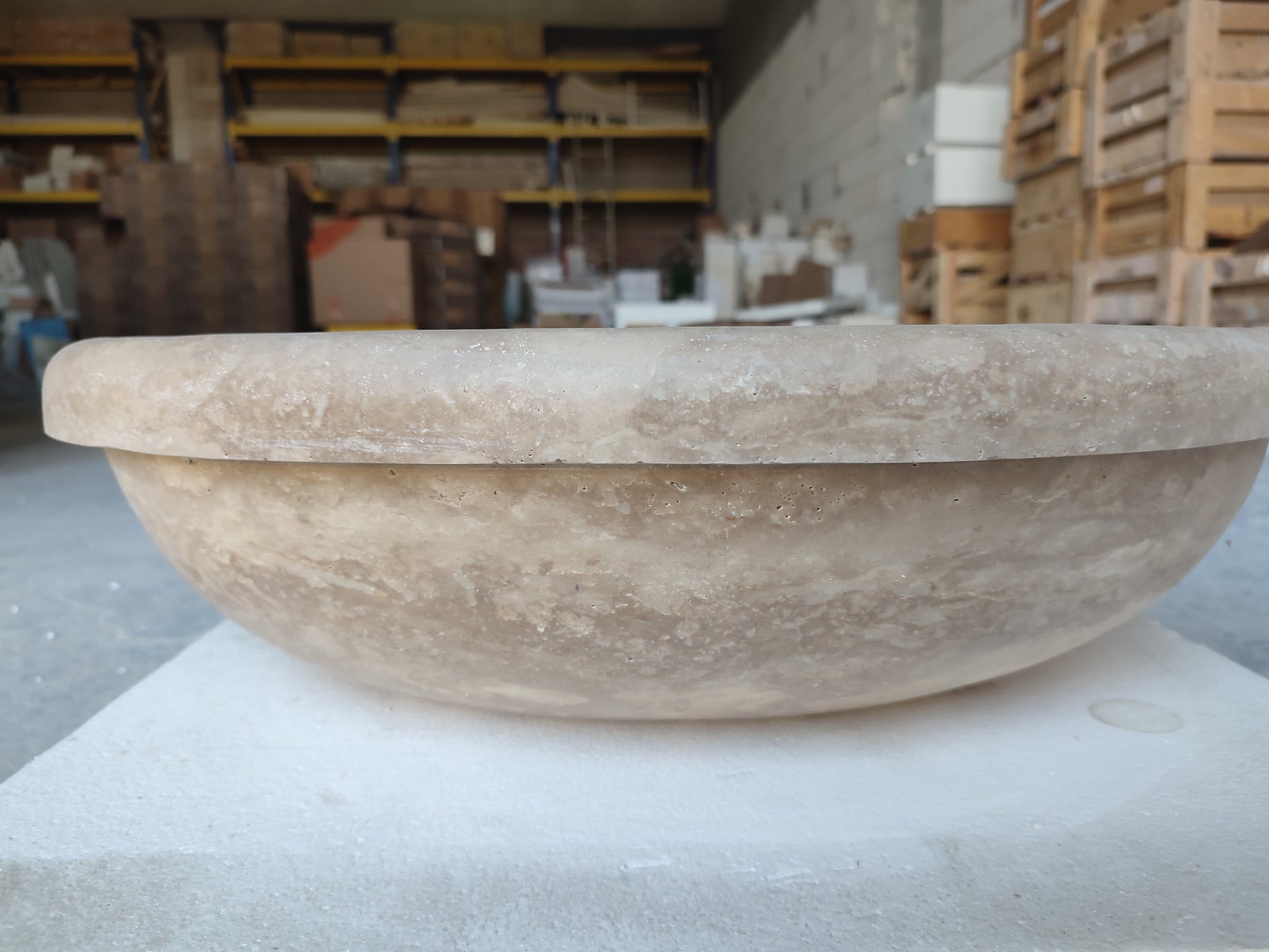 Walnut Travertine Natural Stone Vessel Sink Honed and Filled  (W)17