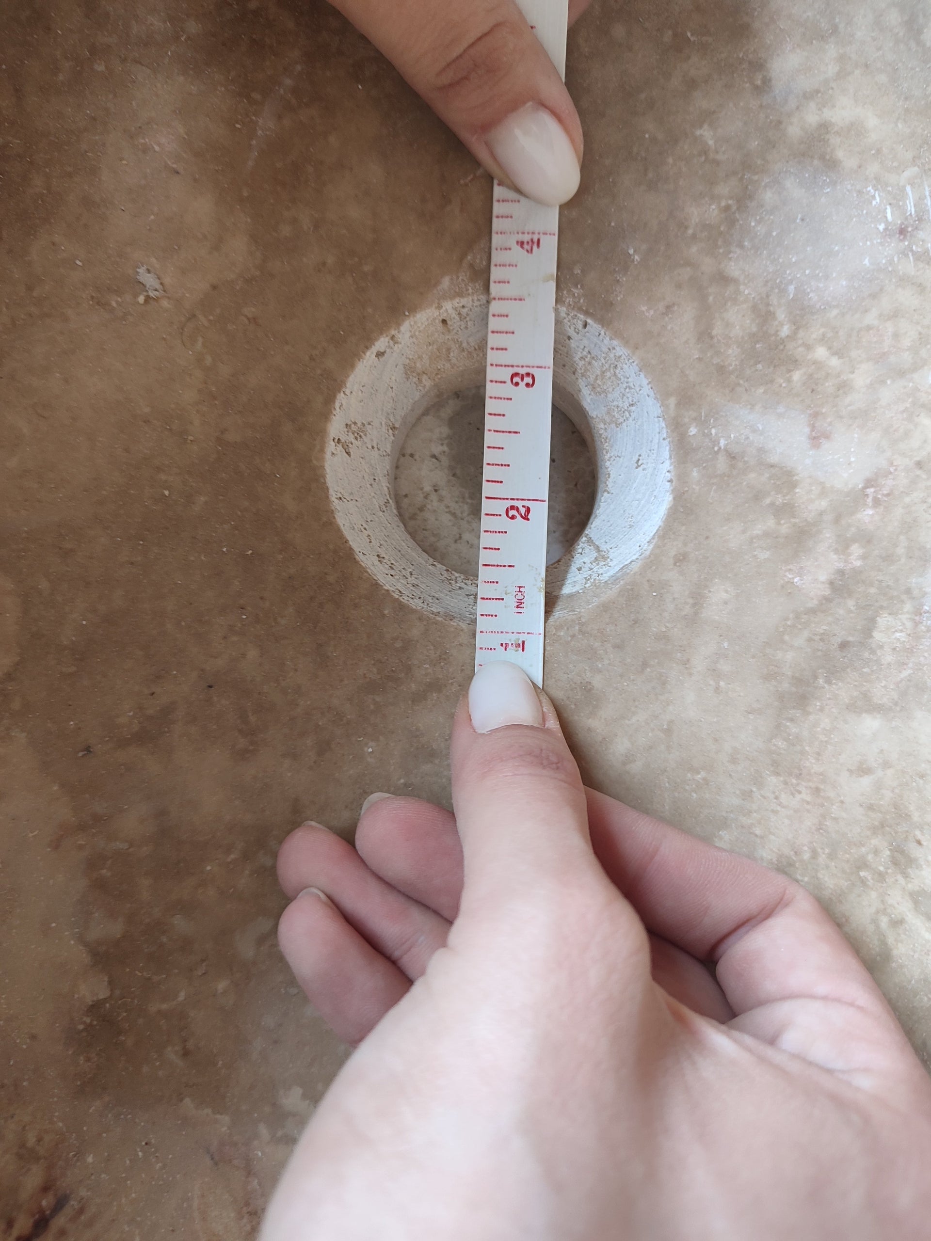 Walnut Travertine Natural Stone Vessel Sink Honed and Filled  (W)17
