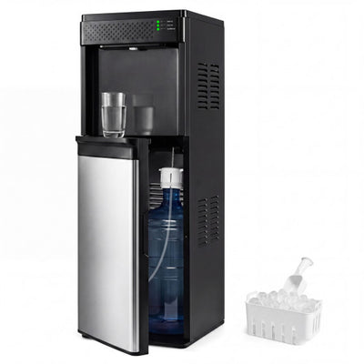 Water Dispenser with Ice Maker 3 in 1 Bottom Loading Water Cooler for 5 Gallon Bottle-Black