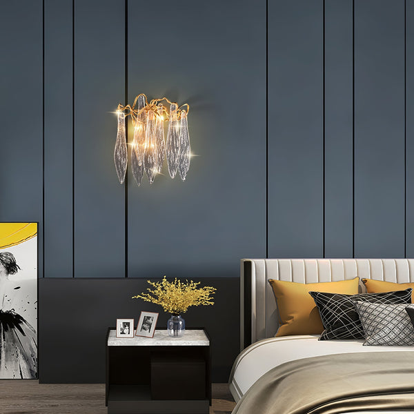 Brass Waterfall Crystal Wall Lamp