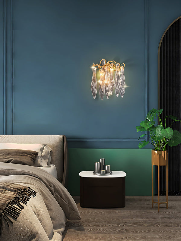 Brass Waterfall Crystal Wall Lamp
