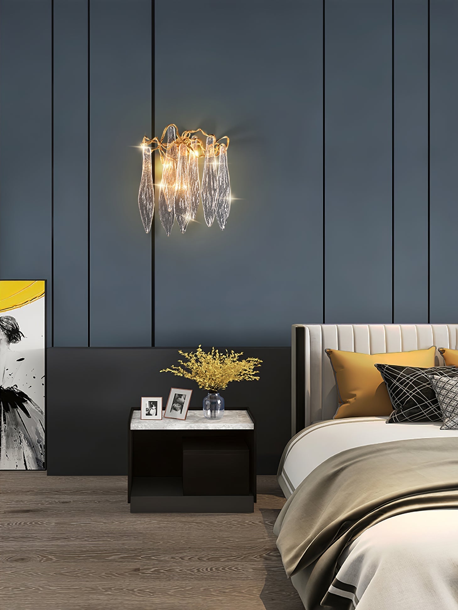 Brass Waterfall Crystal Wall Lamp