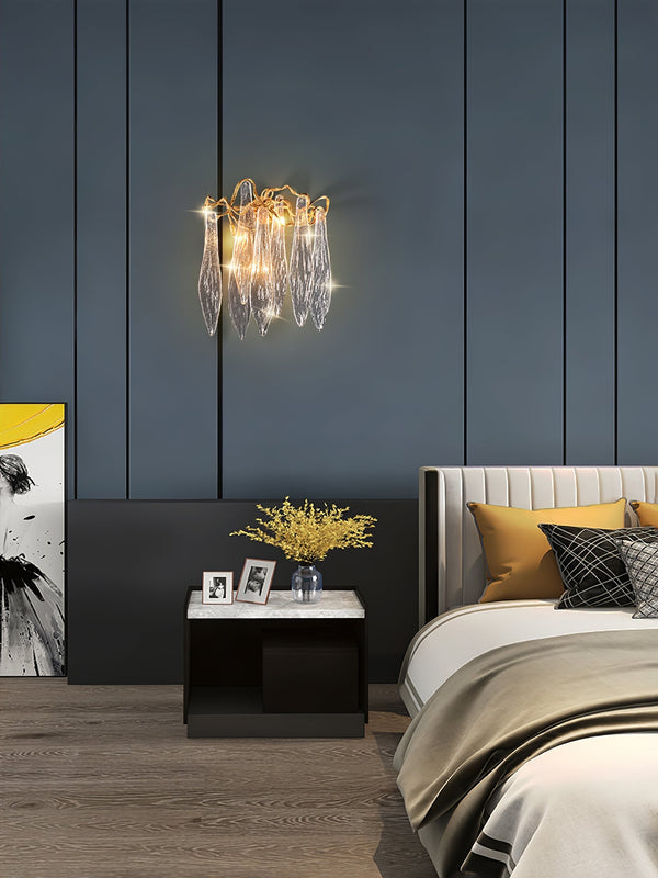 Brass Waterfall Crystal Wall Lamp