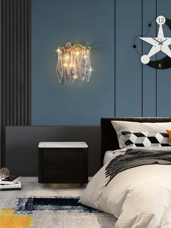 Brass Waterfall Crystal Wall Lamp