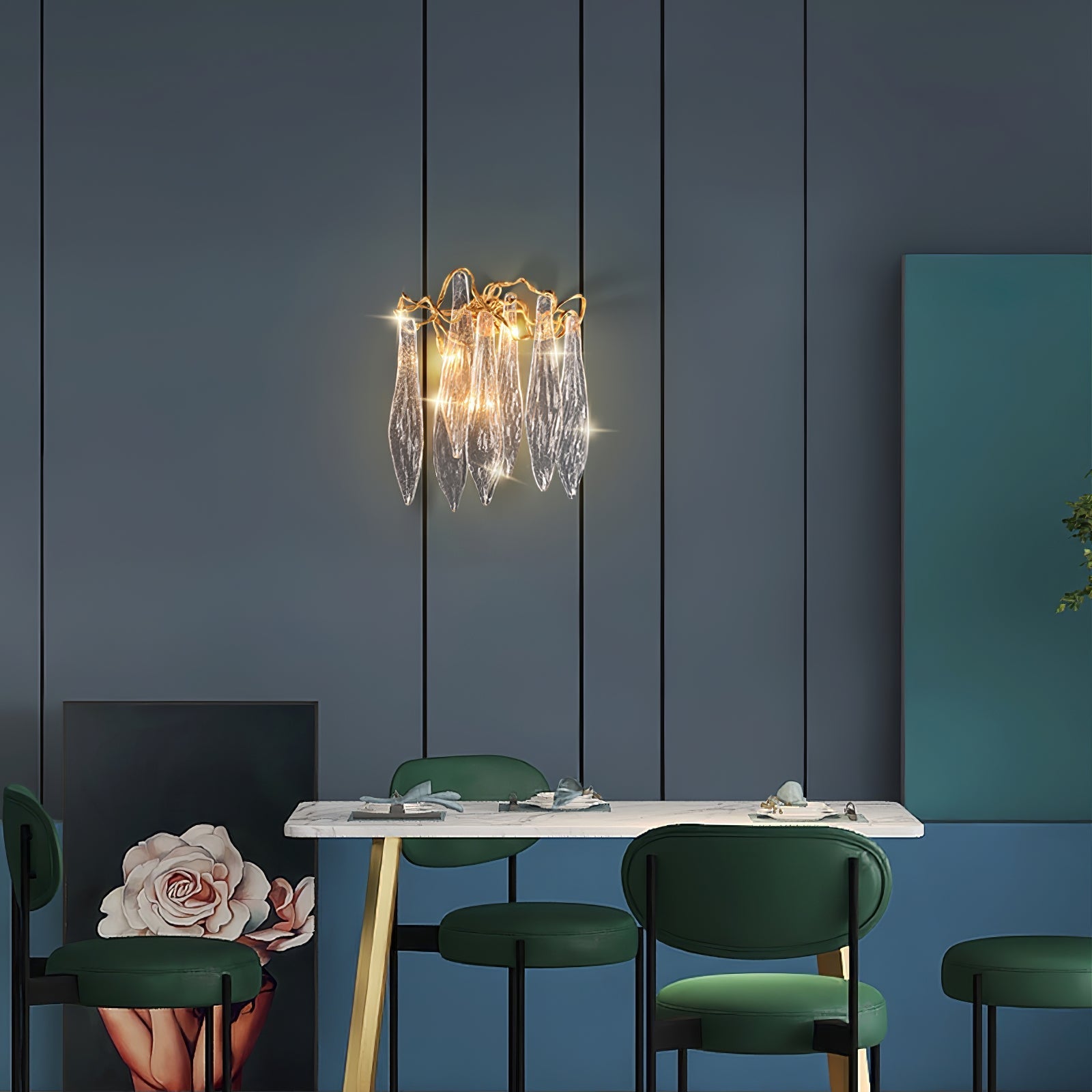 Brass Waterfall Crystal Wall Lamp