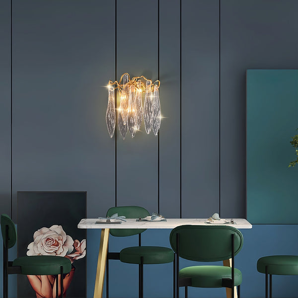 Brass Waterfall Crystal Wall Lamp