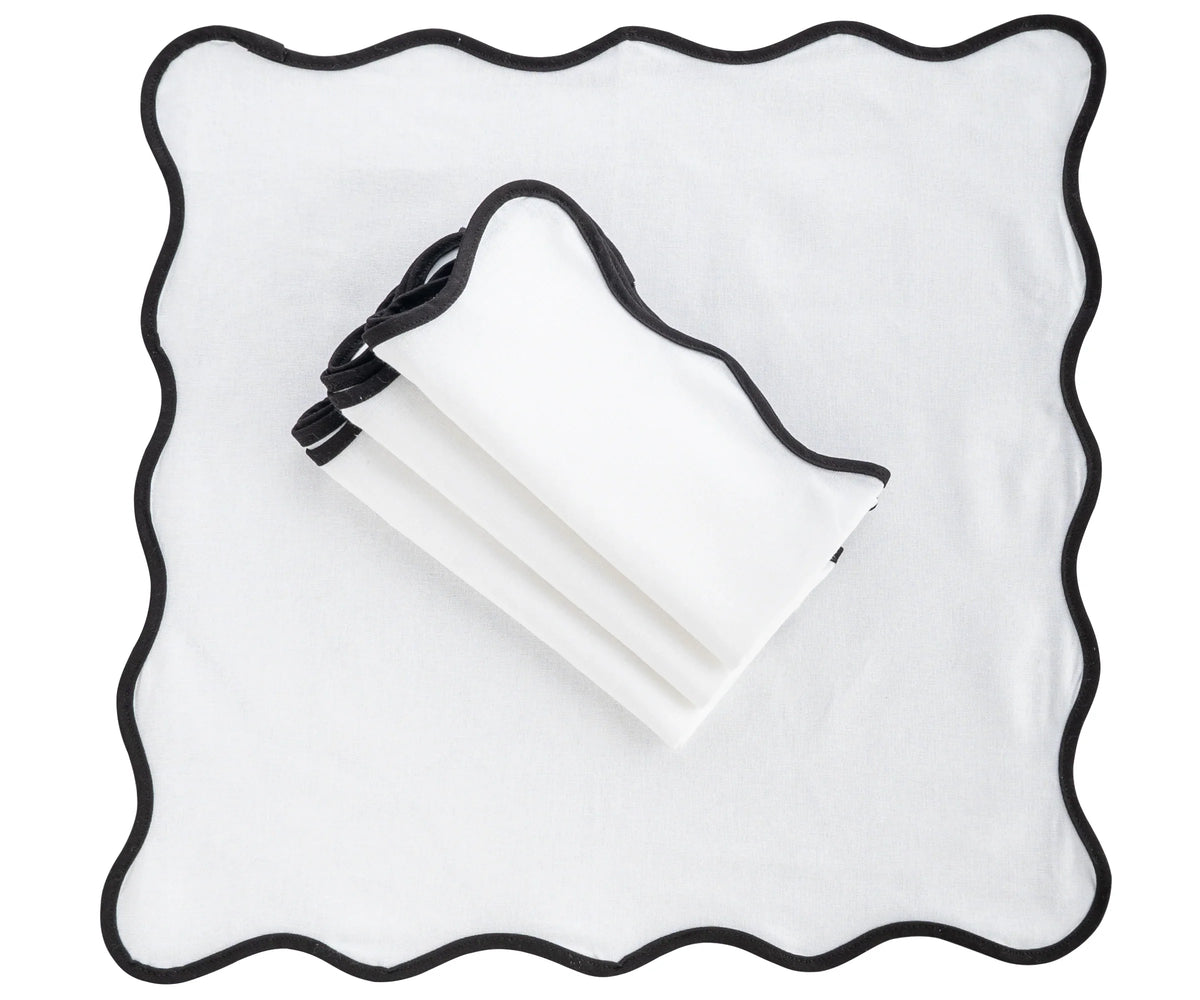 Beige Scallop Napkins - Embroidered Napkins