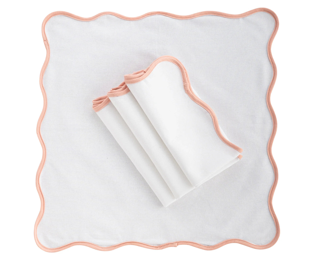 Beige Scallop Napkins - Embroidered Napkins