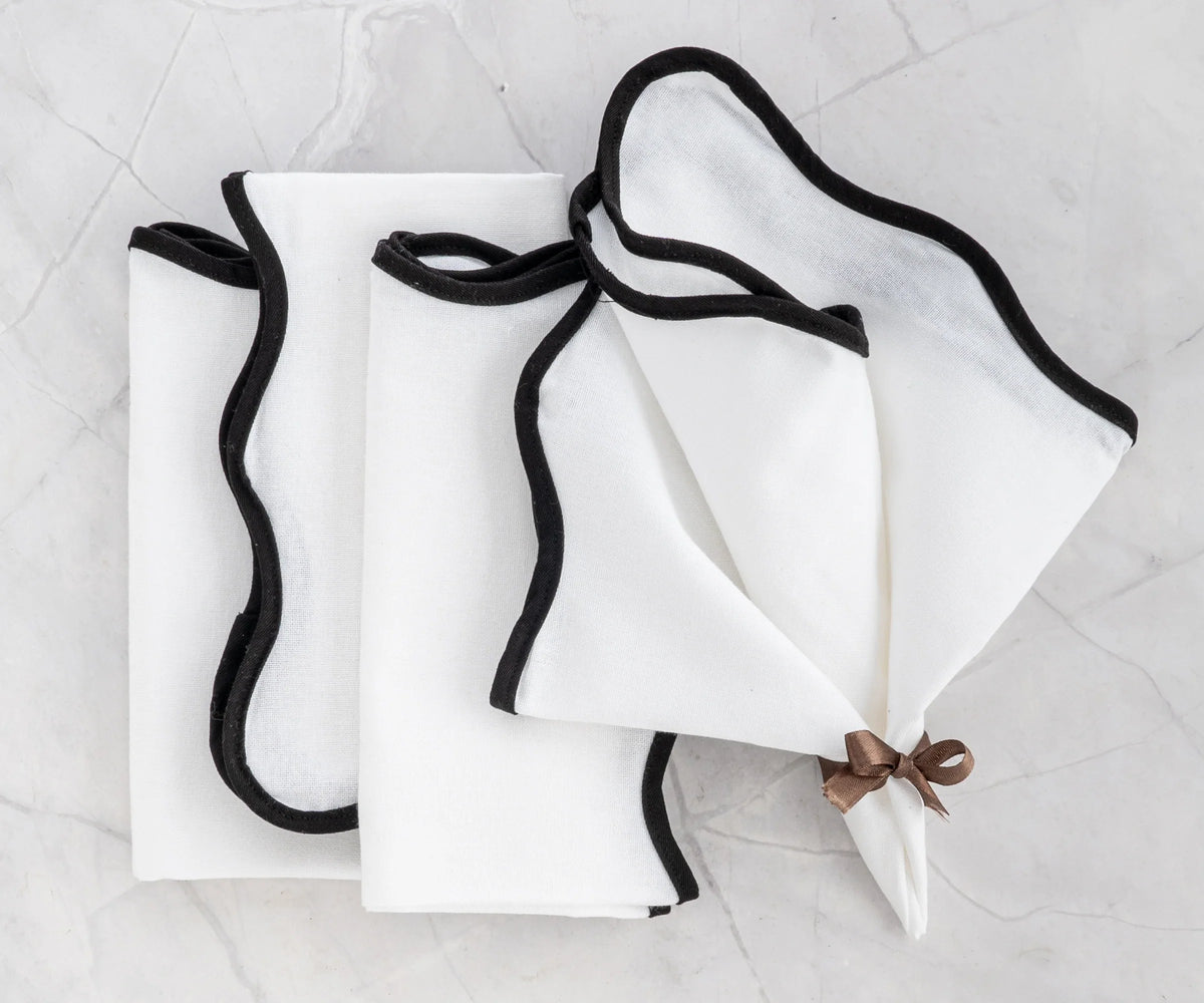 Beige Scallop Napkins - Embroidered Napkins