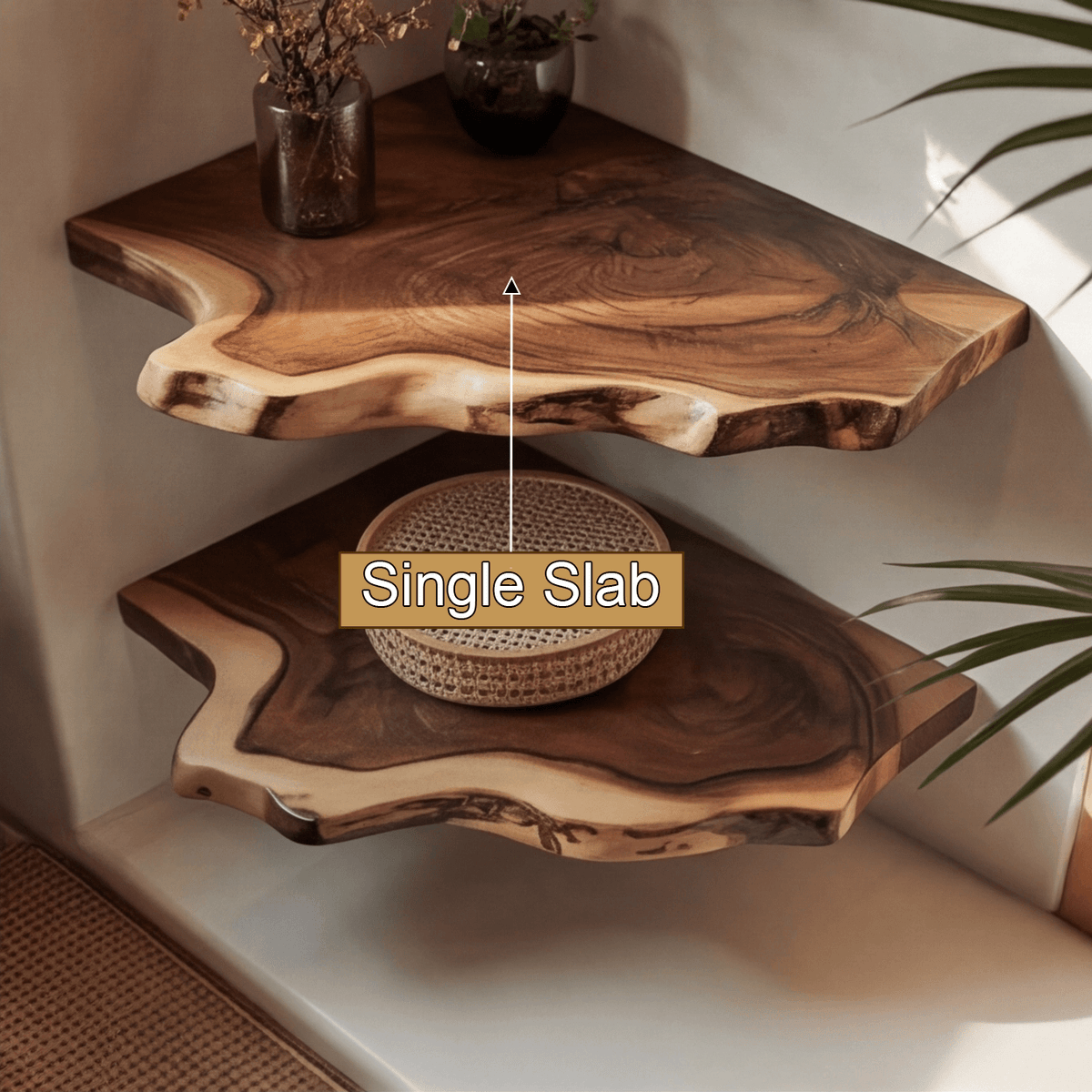 Wavedge Live Edge Floating Corner Shelf