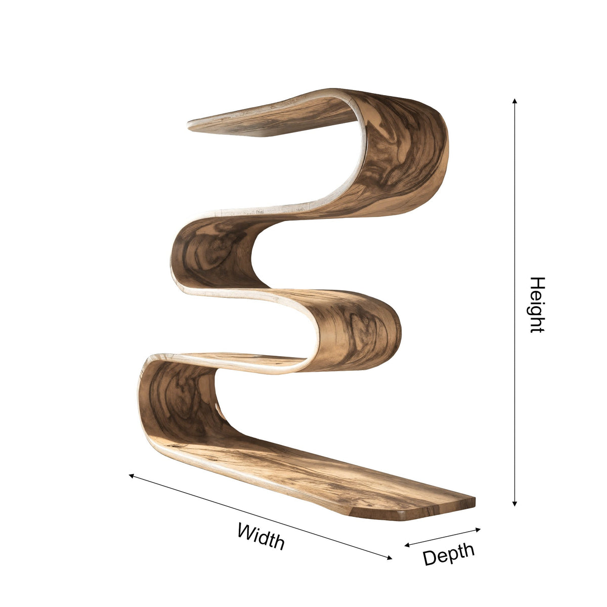 Waveflow Solid Wood Floating Bookshelf