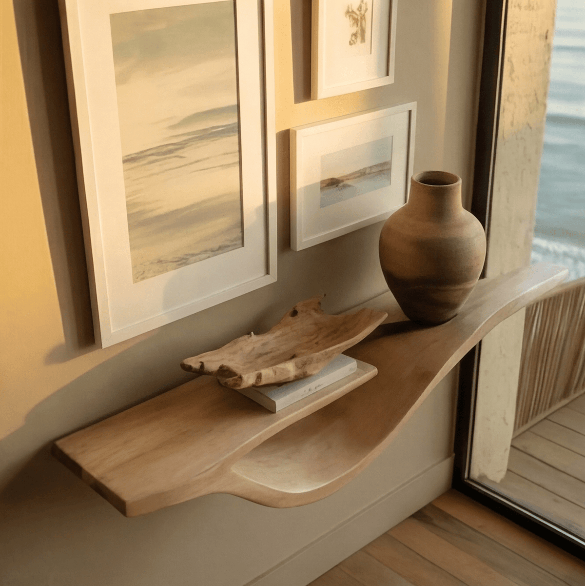 Waveform Solid Wood Floating Shelf
