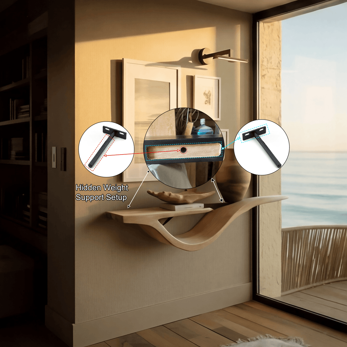 Waveform Solid Wood Floating Shelf