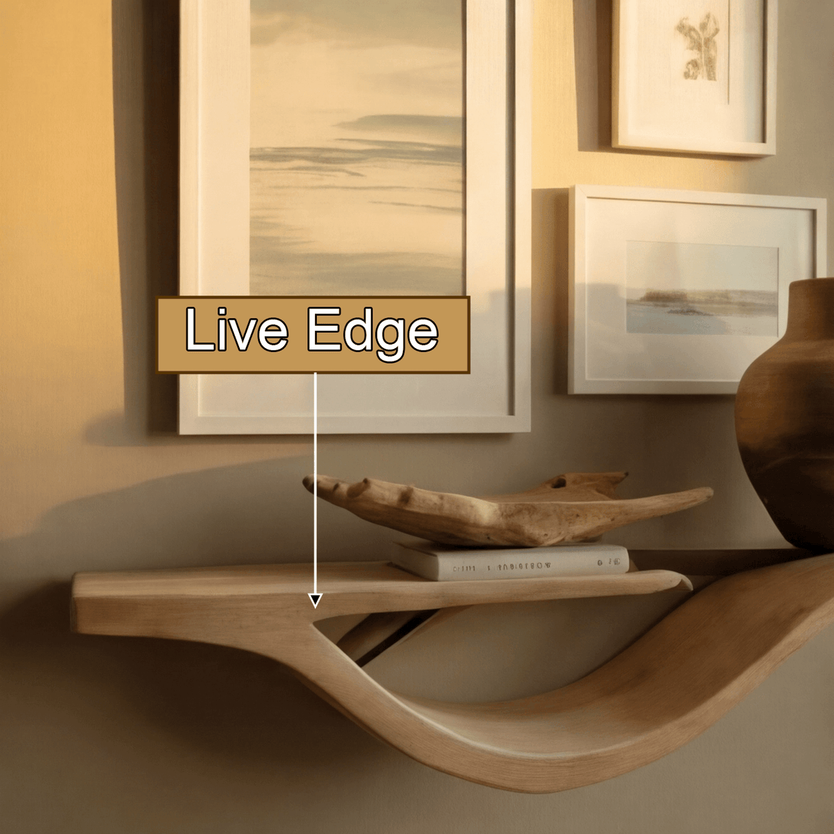 Waveform Solid Wood Floating Shelf