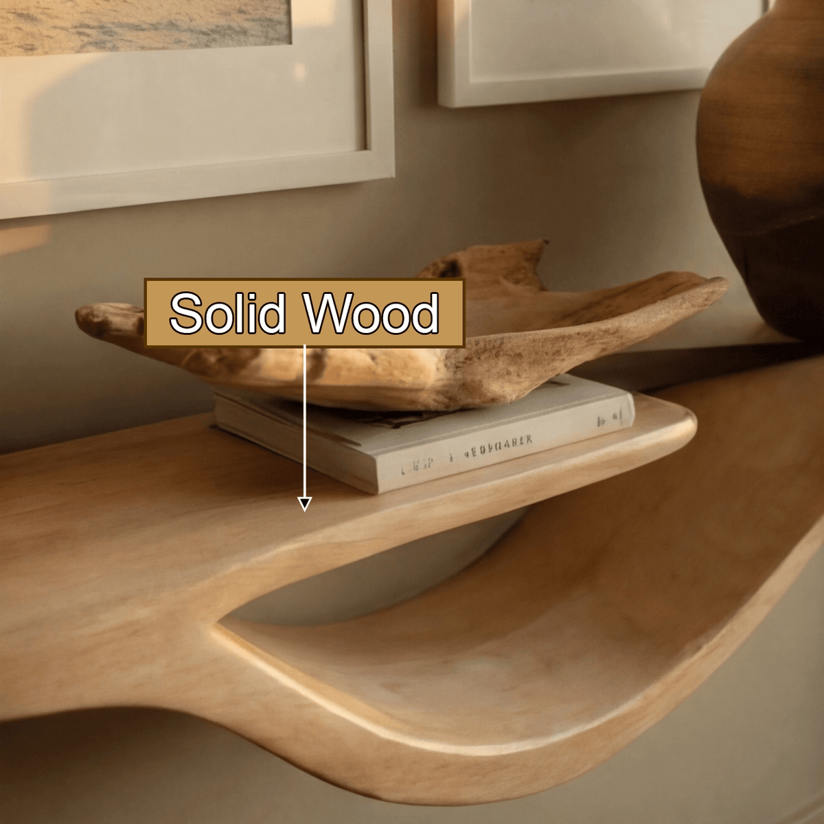 Waveform Solid Wood Floating Shelf