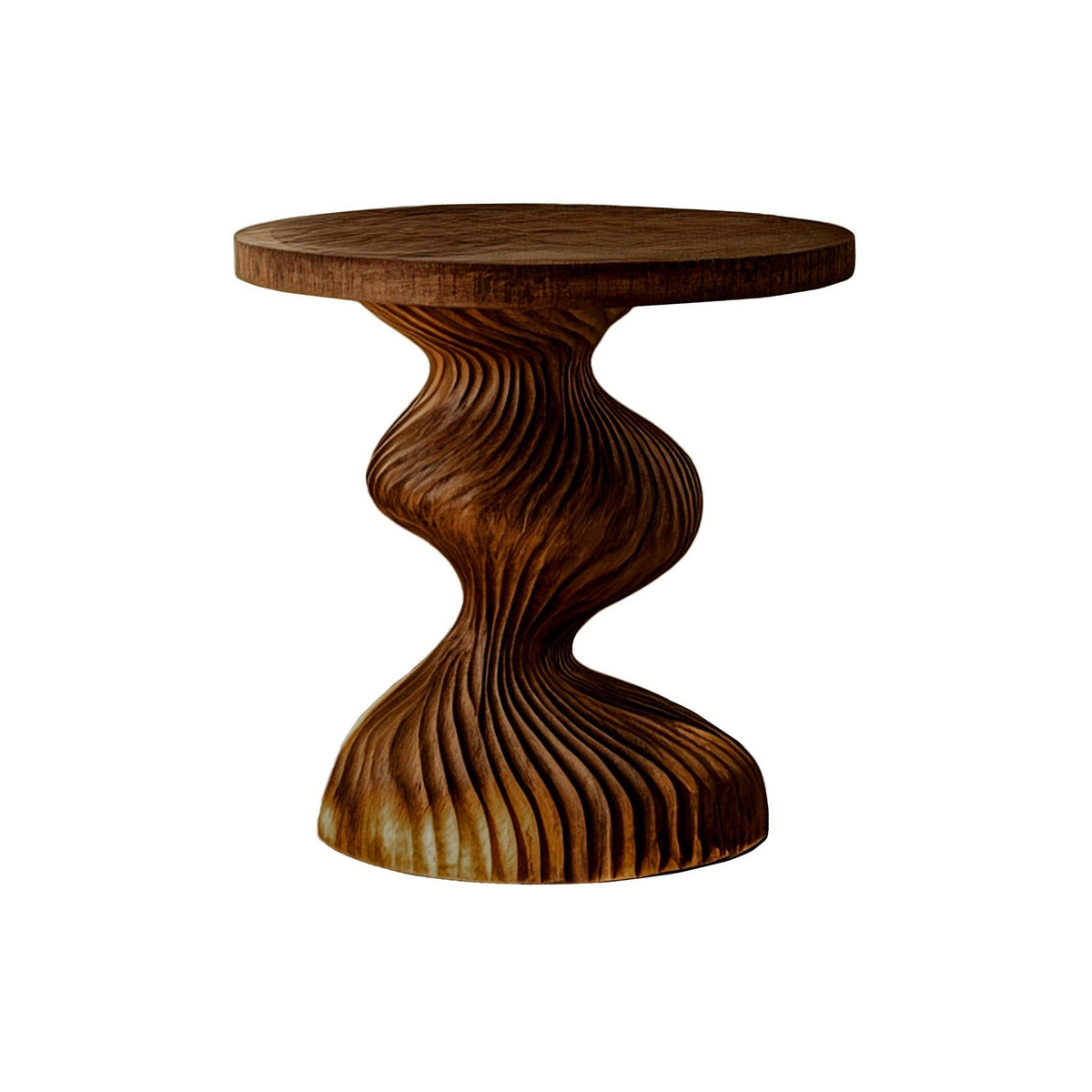 Waveline Sculpted Solid Wood Bedside Table