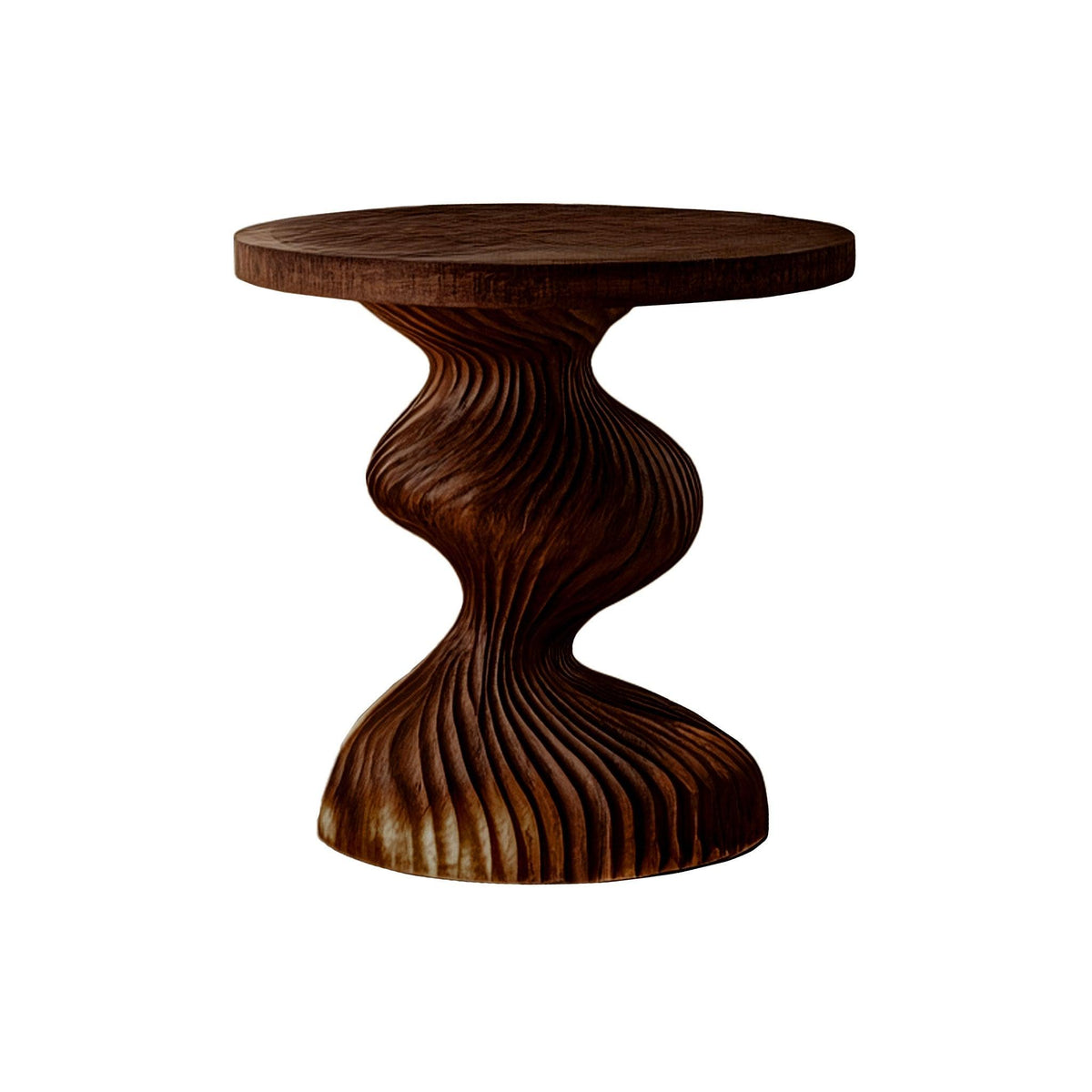 Waveline Sculpted Solid Wood Bedside Table